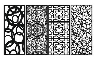 zwart patronen met wit achtergrond, Islamitisch vectoren met bloemen panelen voor cnc laser snijdend