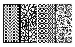 zwart patronen met wit achtergrond, Islamitisch vectoren met bloemen panelen voor cnc laser snijdend