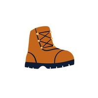 wandelen laarzen. stevig bruin leer reizen schoenen. reiziger kleding item. tekening tekenfilm vector