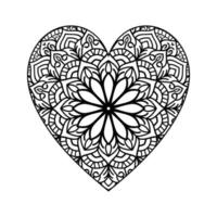 hart vormig mandala bloemen patroon voor kleur boek, hart met bloemen mandala patroon, hand- getrokken hart bloemen mandala tekening, hart mandala kleur bladzijde voor volwassen vector