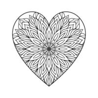 hart vormig mandala bloemen patroon voor kleur boek, hart met bloemen mandala patroon, hand- getrokken hart bloemen mandala tekening, hart mandala kleur bladzijde voor volwassen vector