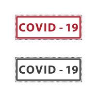 covid 19 zwart en rood postzegel vector