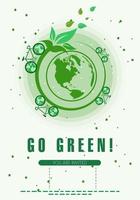 Gaan groente. opslaan wereld. fiets. maken fietsen net zo openbaar vervoer. naar ondersteuning eco groente. vector illustratie.