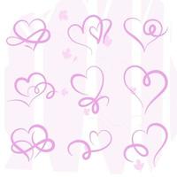 zacht roze hart verzameling icoon, paar liefde symbool, vector illustratie