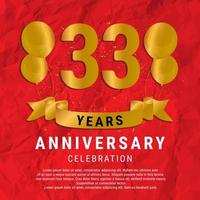 33 jaren verjaardag viering. luxe gelukkig verjaardag kaart achtergrond met elementen ballonnen en lint met schitteren Effecten. abstract rood met confetti en gouden lintje. vector illustratie eps10