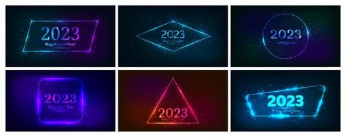 2023 gelukkig nieuw jaar neon achtergrond vector