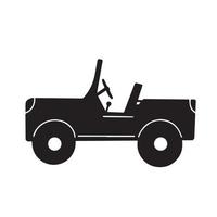 auto zonder dak savanne ontdekkingsreiziger vervoer vector icoon illustratie silhouet geïsoleerd Aan wit achtergrond. gemakkelijk vlak artwork tekening van kant visie.