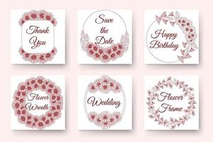 hand- getrokken bloem krans ontwerp met bloemen elementen voor verjaardag nieuw jaar bruiloft uitnodiging kaart vector