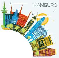 Hamburg Duitsland stad horizon met kleur gebouwen, blauw lucht en kopiëren ruimte. vector