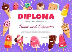 kinderen diploma tekenfilm grappig ijs room desserts vector