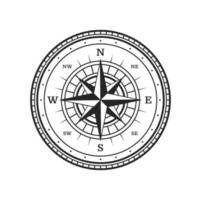 oud kompas, wijnoogst kaart wind roos, vector reizen