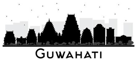 guwahati Indië stad horizon zwart en wit silhouet. vector