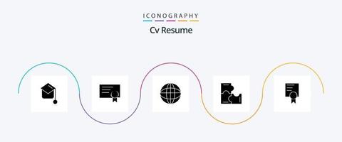 CV hervat glyph 5 icoon pak inclusief puzzel stukken. puzzel . onderwijs. onderwijs . onderwijs vector