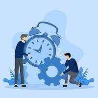 concept van rendement of productiviteit, verbeteren prestatie met effectief processen, werkgevers combineren timers en versnellingen voor het beste efficiëntie, beheren middelen en tijd naar optimaliseren het beste werk resultaten. vector