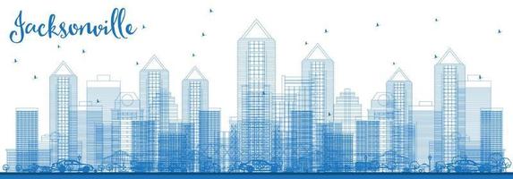 schets Jacksonville Florida Verenigde Staten van Amerika stad horizon met blauw gebouwen. vector