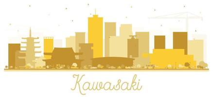 kawasaki Japan stad horizon silhouet met gouden gebouwen. vector