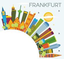 Frankfurt Duitsland stad horizon met kleur gebouwen, blauw lucht en kopiëren ruimte. vector