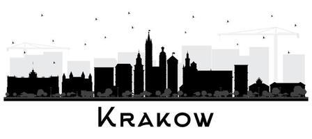 Krakau Polen stad horizon silhouet met zwart gebouwen geïsoleerd Aan wit. vector