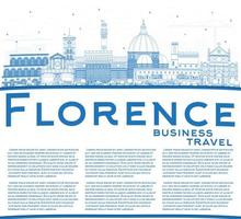 schets Florence Italië stad horizon met blauw gebouwen en kopiëren ruimte. vector