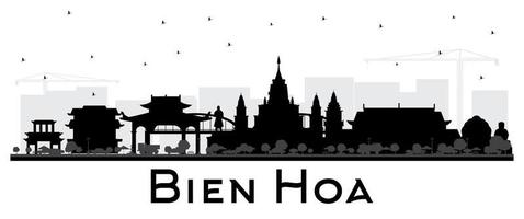 bien hoezo Vietnam stad horizon silhouet met zwart gebouwen geïsoleerd Aan wit. vector