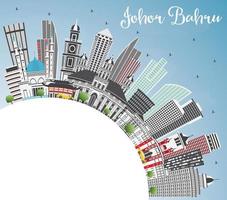 johor bahru Maleisië horizon met grijs gebouwen, blauw lucht en kopiëren ruimte. vector