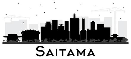 saitama Japan stad horizon zwart en wit silhouet. vector