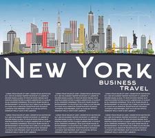 nieuw york Verenigde Staten van Amerika stad horizon met grijs wolkenkrabbers, blauw lucht en kopiëren ruimte. vector