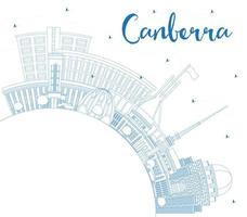 schets Canberra Australië stad horizon met blauw gebouwen en kopiëren ruimte. vector