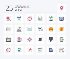 ux en ui 25 vlak kleur icoon pak inclusief configuratie. bruikbaarheid. website. voorlopig ontwerp. adviseren vector