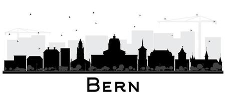 Bern Zwitserland stad horizon met zwart gebouwen geïsoleerd Aan wit. vector