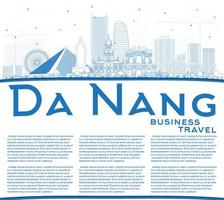 schets da nang Vietnam stad horizon met blauw gebouwen en kopiëren ruimte. vector