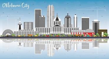 Oklahoma stad horizon met grijs gebouwen, blauw lucht en reflecties. vector