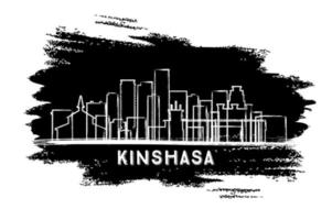 kinshasa Congo stad horizon silhouet. hand- getrokken schetsen. vector