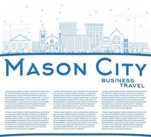 schets metselaar stad Iowa horizon met blauw gebouwen en kopiëren ruimte. vector
