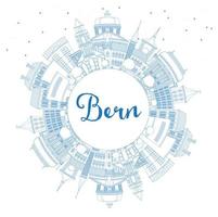 schets Bern Zwitserland stad horizon met blauw gebouwen en kopiëren ruimte. vector