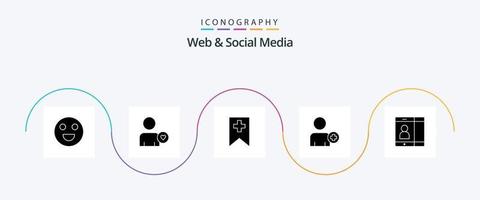 web en sociaal media glyph 5 icoon pak inclusief mobiel . Mens. multimedia . vector