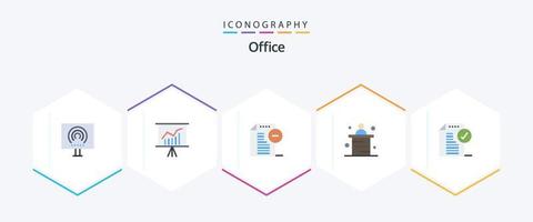 kantoor 25 vlak icoon pak inclusief goedkeuren. kantoor. presentatie. marketing. kantoor vector