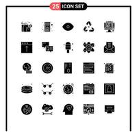 universeel icoon symbolen groep van 25 modern solide glyphs van css ontwerp vuilnis oog milieu eco bewerkbare vector ontwerp elementen