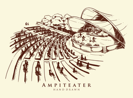 Hand getekende Amphitheater illustratie vector