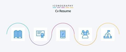 CV hervat blauw 5 icoon pak inclusief . school. onderwijs. leren. leraren vector