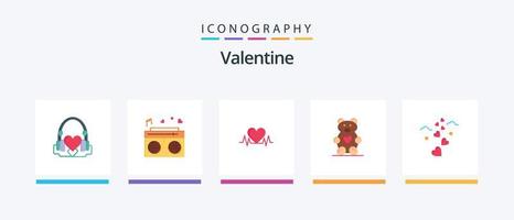 Valentijn vlak 5 icoon pak inclusief hartslag. dag. liefde. valentijnskaarten. bruiloft. creatief pictogrammen ontwerp vector