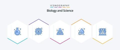 biologie 25 blauw icoon pak inclusief wetenschap. laboratorium. biologisch gevaar. water. ho vector