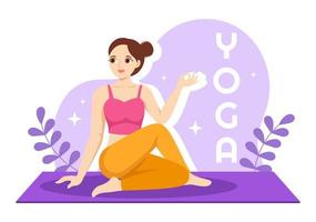 yoga en meditatie praktijken illustratie met Gezondheid voordelen van de lichaam voor web banier of landen bladzijde in vlak tekenfilm hand- getrokken Sjablonen vector