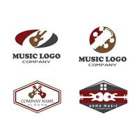 kruis gitaar muziek band embleem stempel vintage retro logo ontwerp vector