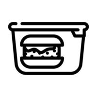 Hamburger lunchbox lijn icoon vector illustratie zwart