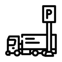vrachtauto parkeren lijn icoon vector illustratie