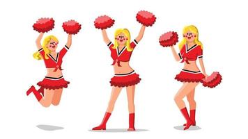 cheerleader meisjes dansers met pompons geïsoleerd illustratie vector