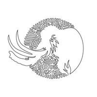 single gekruld een lijn tekening van schattig mammoet- abstract kunst. doorlopend lijn trek grafisch ontwerp vector illustratie van vriendelijk huiselijk dier voor icoon, symbool, bedrijf logo, poster muur decor