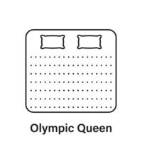 matras olympisch koningin grootte lijn icoon. bed grootte dimensie lineair pictogram. bed lengte meting voor slaapkamer in hotel of huis icoon. matras maat. bewerkbare hartinfarct. geïsoleerd vector illustratie.