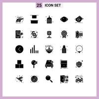 25 gebruiker koppel solide glyph pak van modern tekens en symbolen van industrie visie media menselijk oog bewerkbare vector ontwerp elementen